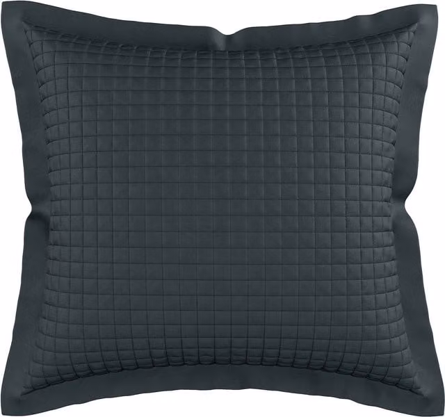 Bedeck of Belfast Ariane Square Oxford Pillowcase in Anthracite Grey Cotton Percale with Vintage Floral Design