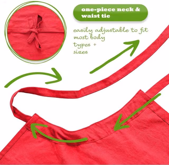 Nicola Spring Pack of 12 Classic Red Cotton Unisex Kitchen Bib Aprons