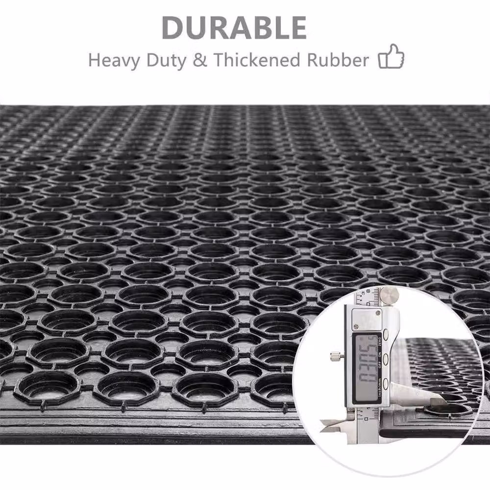 Kelvenix Heavy Duty Large Anti-slip Rubber Ring Mat, Black, Diameter: 100 cm – 4