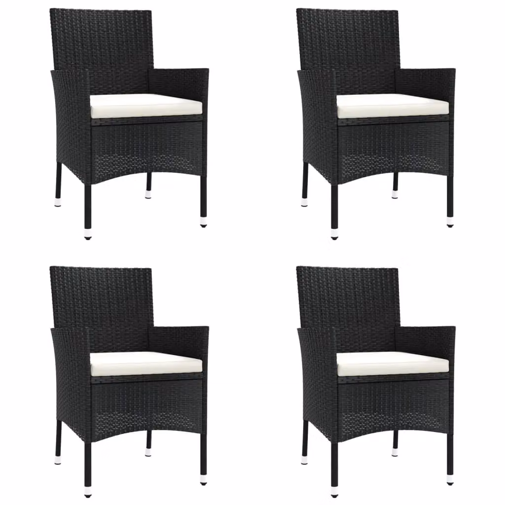 Berkfield Home 5 Piece Black Poly Rattan Garden Bistro Set with Cushions – 3