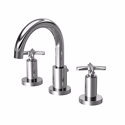 nuie CLX337 Aztec Modern Deck Mounted 3 Tap Hole Basin Mixer, Chrome