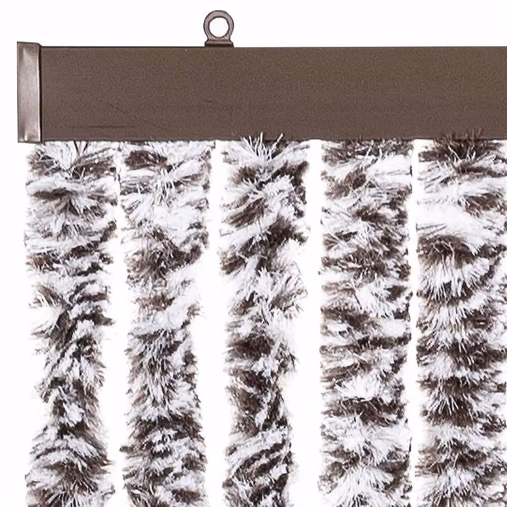 Berkfield Home Chenille Soft Fly Curtain in Brown and Beige, W: 100 cm, H: 200 cm – 4