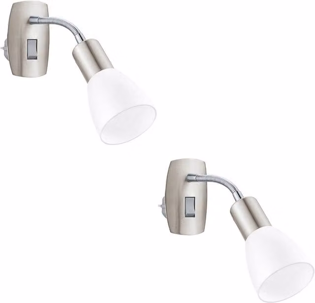 Loops 2 Pack Modern Chrome and Silver LED Wall Lights with Replaceable Bulbs – 1