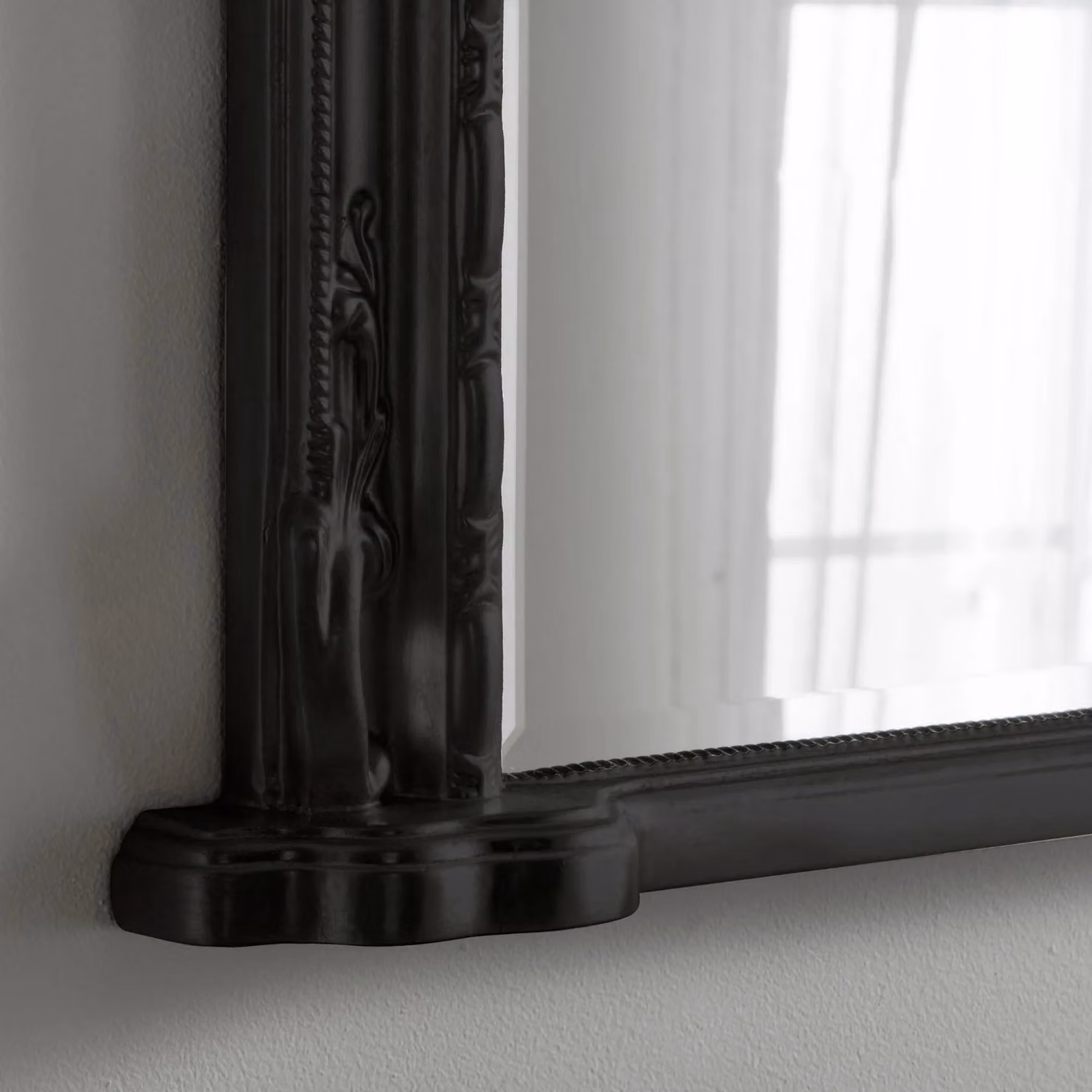 Yearn Mirrors Arched Victorian Overmantle Wall Mirror in Black, W: 127 cm, H: 89 cm – 2