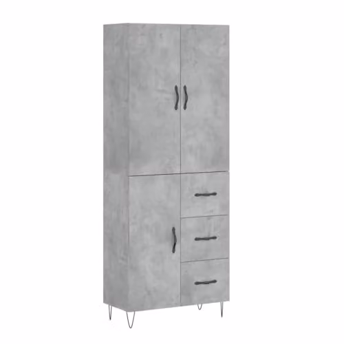 vidaXL Industrial Highboard in Grey with Internal Shelves and Drawers, W/D/H: 69.5 x 34 x 180 cm