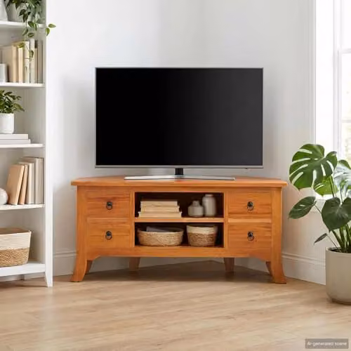 vidaXL Natural Solid Mahogany Wood TV Cabinet in Brown, W/D/H: 100 x 40.5 x 46 cm – 2
