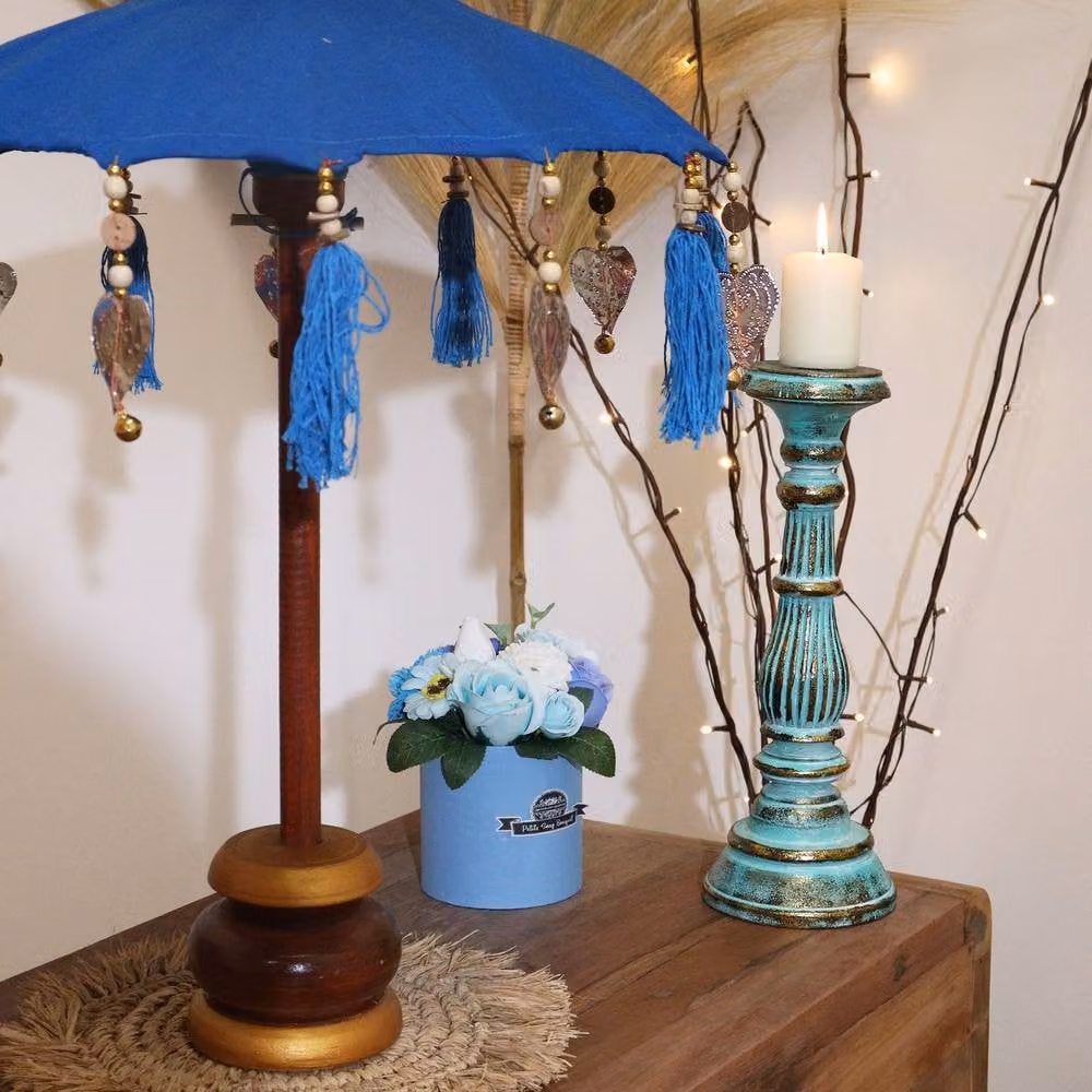 Serenityy Bali Home Decor Turquoise Cotton Parasol, Diameter: 40 cm – 4