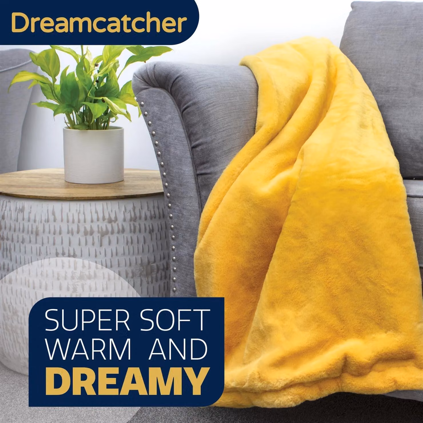 Dreamcatcher Luxury Faux Fur Polyester Throw Blanket in Gold, W/D: 160 x 130 cm – 4