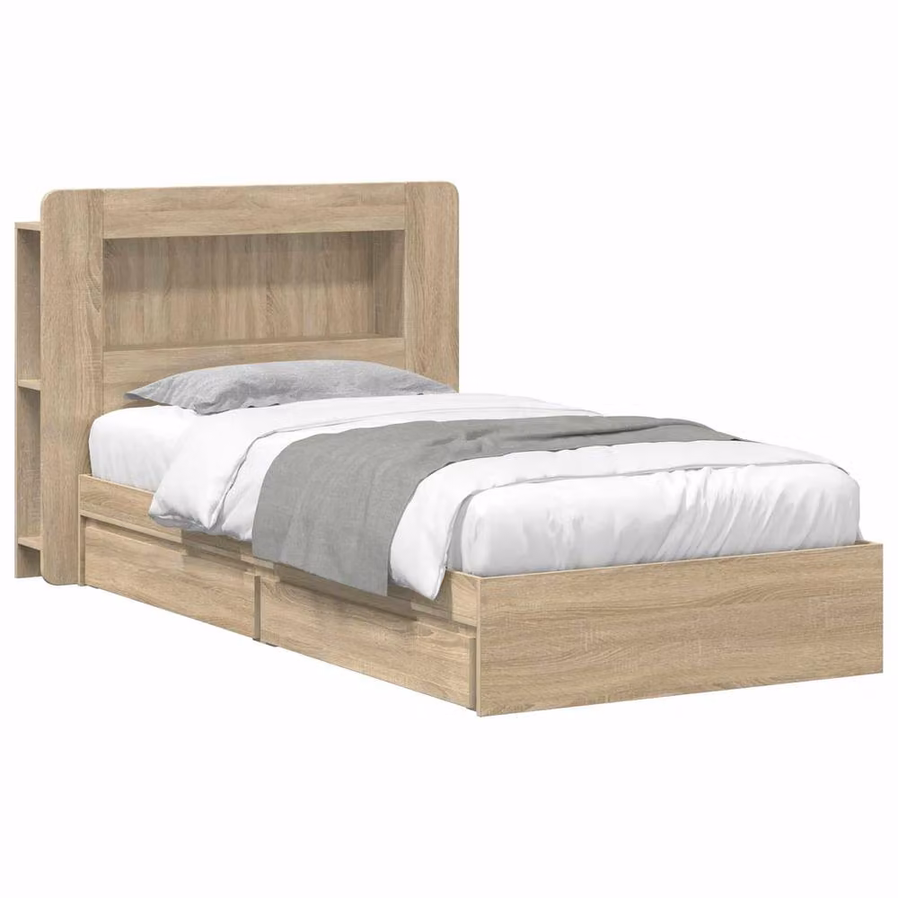 Berkfield Home Modern Bed Frame with Storage Drawers in Sonoma Oak Brown, W/D/H: 90 x 200 cm – 2