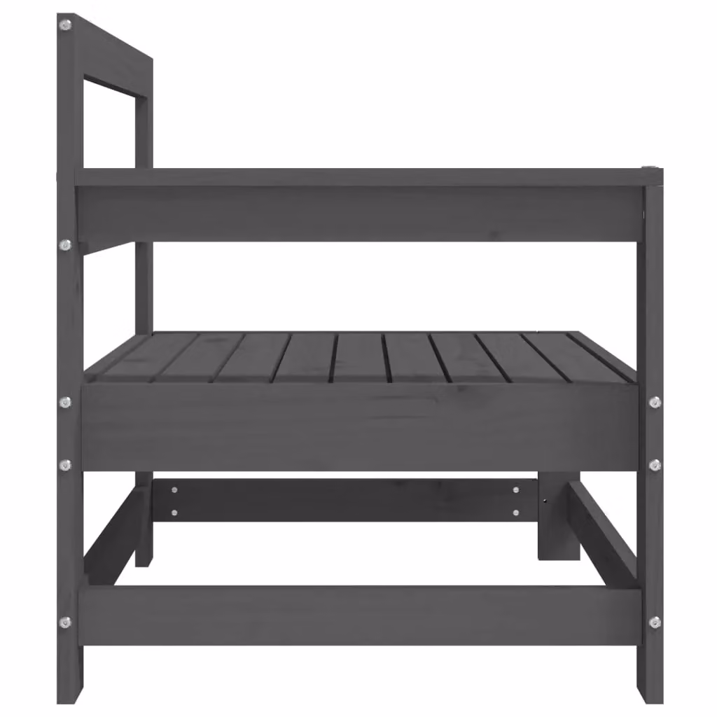 Berkfield Home L-Shape Garden Corner Sofa in Grey Solid Pine Wood – 2