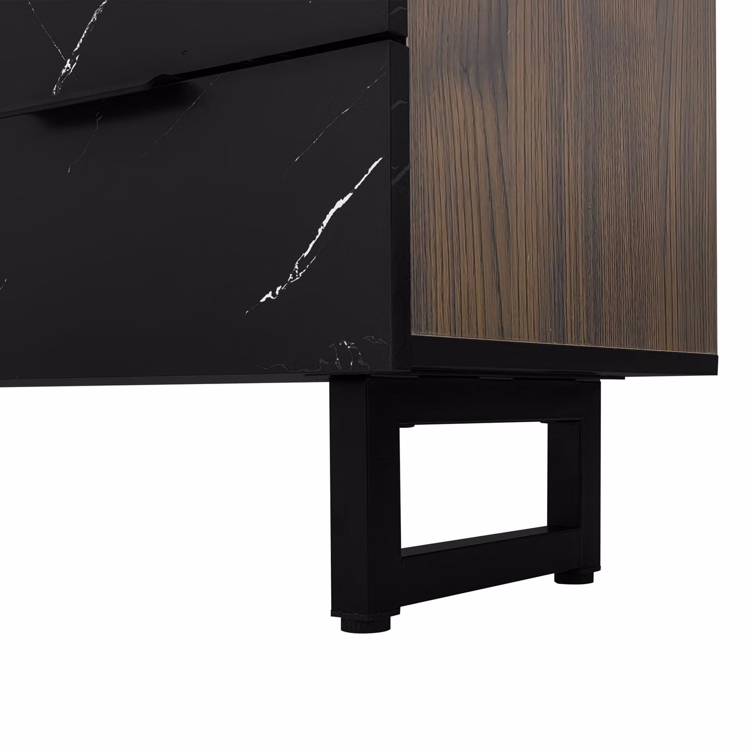 Aosom UK Modern TV Cabinet with 2 Wood-Grain Doors and 2 Open Shelves in Black and Wood, W: 200 cm, D: 38 cm, H: 50 cm – 6