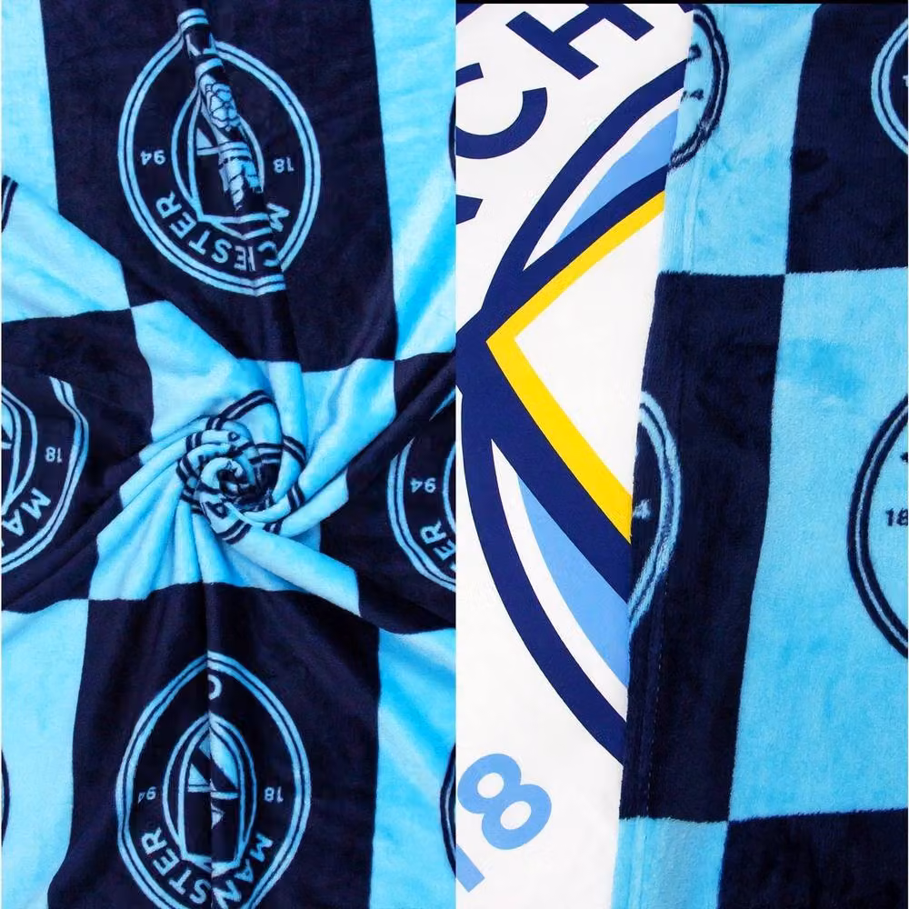 Manchester City FC Fleece Checkered Baby Blanket in Mid Navy Blue – 3