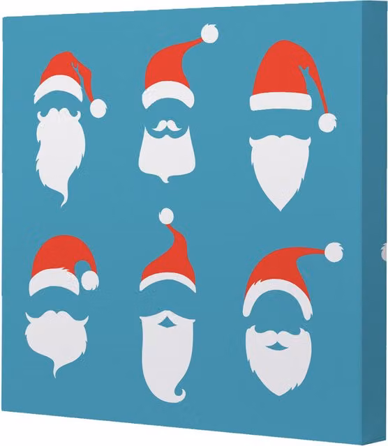 Benjamin Tate Design LTD Santa Hats Gallery Canvas, Blue, Width: 101 cm