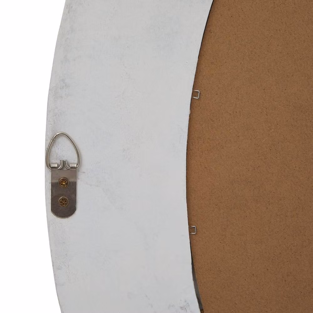 Wyld Haus Round Rustic Washed Wood Wall Mirror in Natural White, Diameter: 90 cm – 3