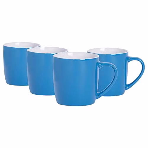 Argon Tableware Blue Stoneware Coffee Mugs, Pack of 4, 350ml – 1