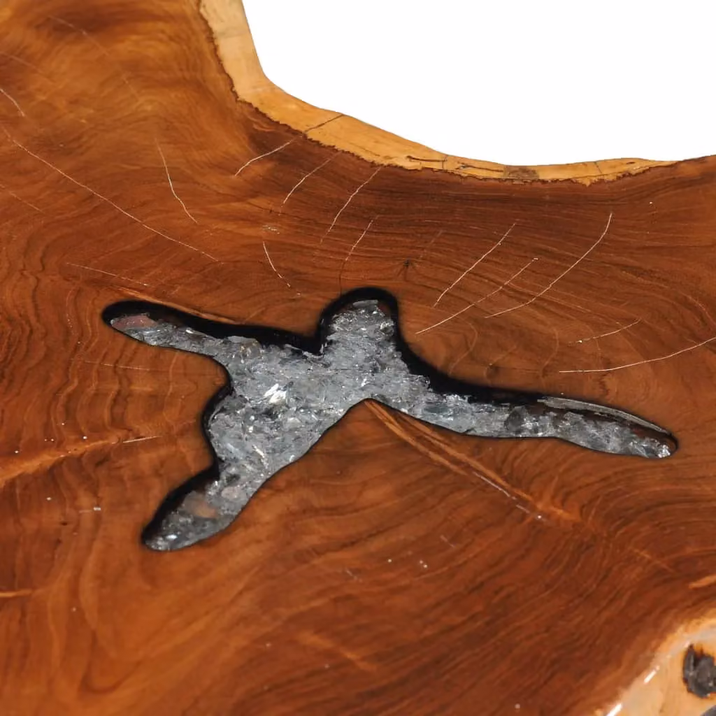 Berkfield Home Rustic Live Edge Coffee Table in Teak Wood and Polyresin, Brown and Black, W: 70 cm, D: 45 cm – 4