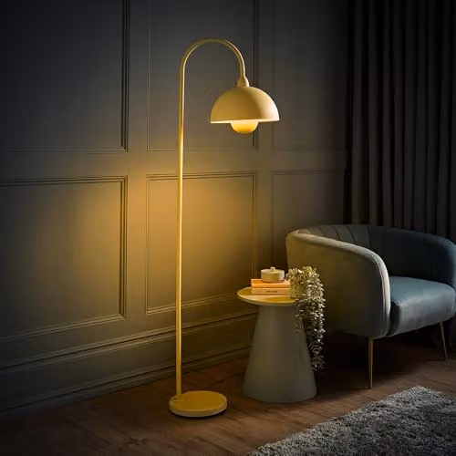 ValueLights Tilly Pastel Lemon Arched Dome Metal Floor Lamp with LED Bulb, H: 160 cm, W: 45.5 cm, D: 30 cm – 2