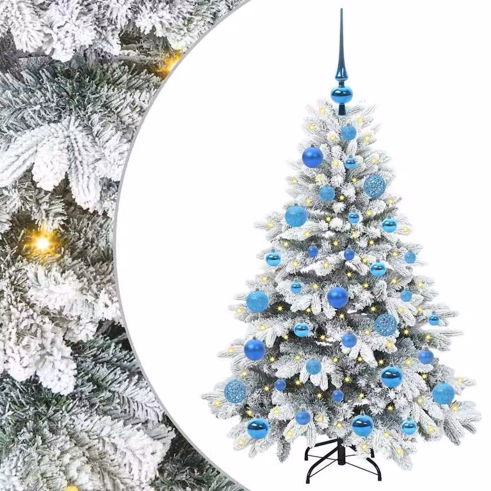 Berkfield Home Beautiful Artificial Christmas Tree with 150 Warm White LEDs, Green and White, Height: 120 cm – 3