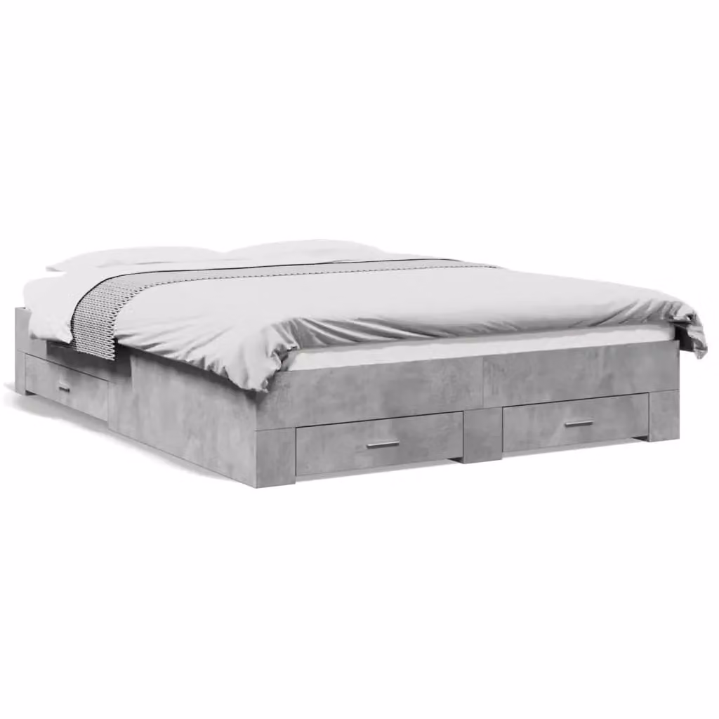 Berkfield Home Bed Frame with Drawers in Concrete Grey, W: 140 cm, L: 200 cm – 2