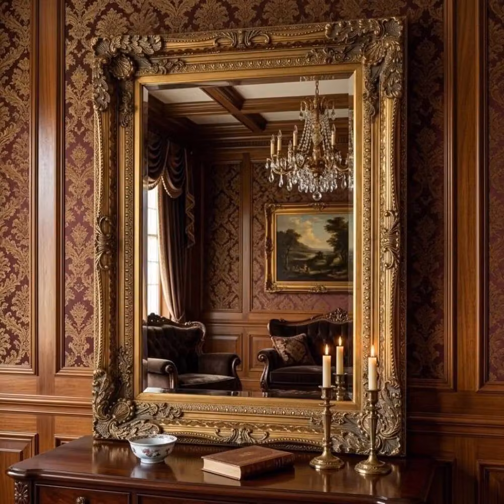 HOME LUXE INTERIOR Antique Gold Ornate Baroque Wall Mirror, W: 60 cm, H: 90 cm – 2
