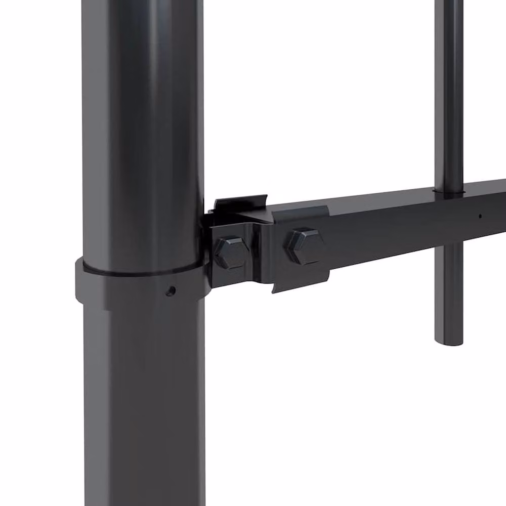 Berkfield Home Elegant Garden Fence with Hoop Top, Powder-Coated Steel, Black, W: 10.2 m, H: 1 m – 2