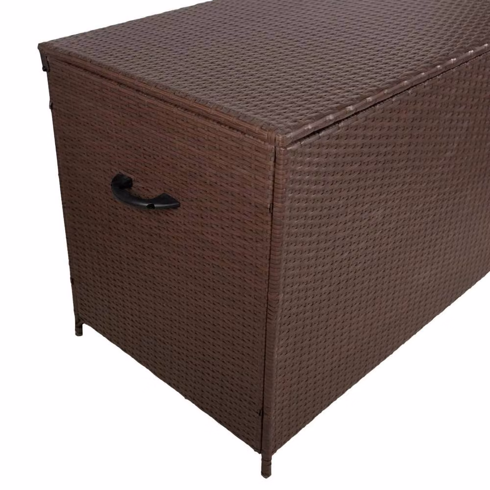 FLAVORA Brown Garden Storage Box with Large Cushion W/D/H: 100 x 15 x 138 cm – 4