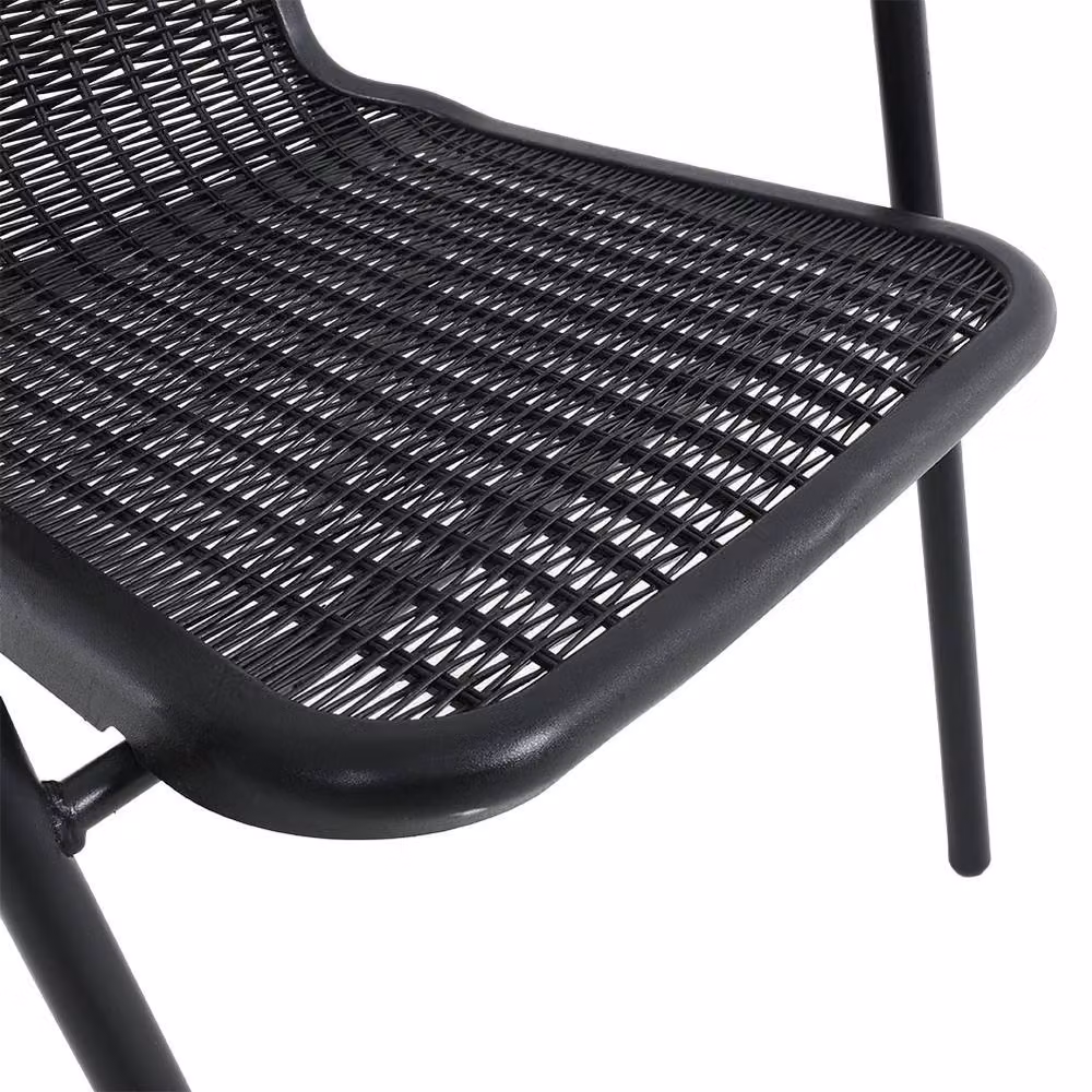Living and Home 6-Pack Stackable Vintage Rattan Armchairs in Matt Black – 4