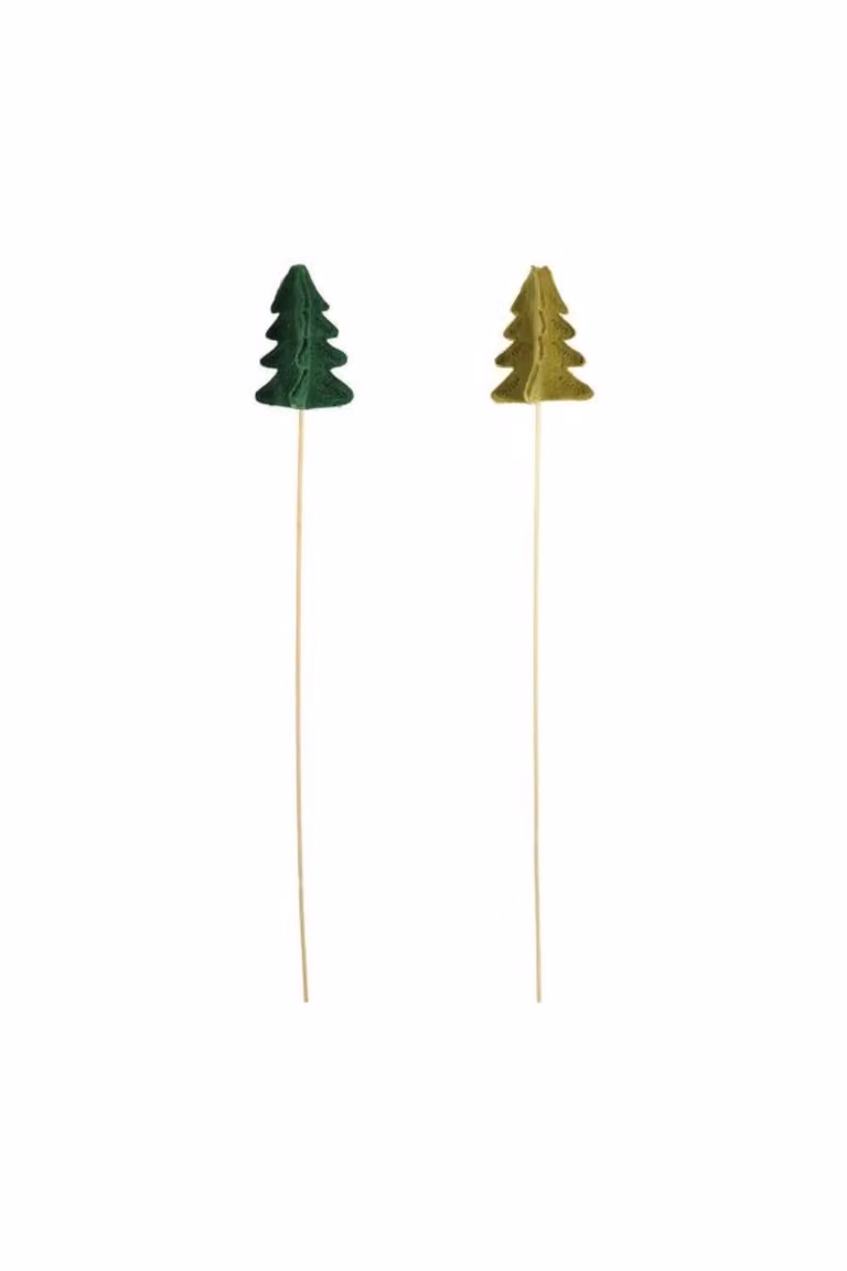 KDMD 12 Pack Green Felt Christmas Trees on 50cm Sticks