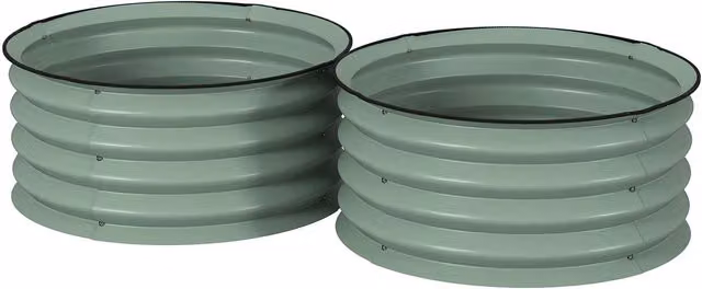 Outsunny Set of 2 Green Metal Raised Garden Bed Planter Boxes with Safety Edging