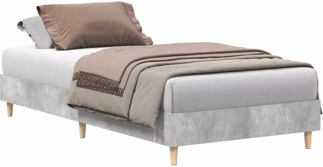 Berkfield Home Engineered Wood Bed Frame in Grey, W/D/H: 100 x 200 x 25 cm