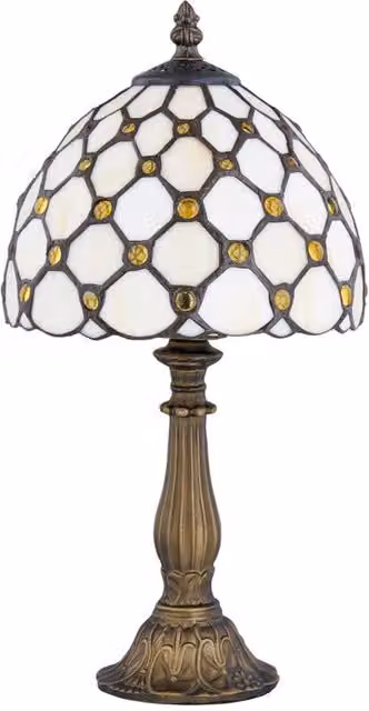 First Choice Lighting Nicolson Natural Tiffany Jewel Table Lamp in Bronze, Height: 37 cm – 1