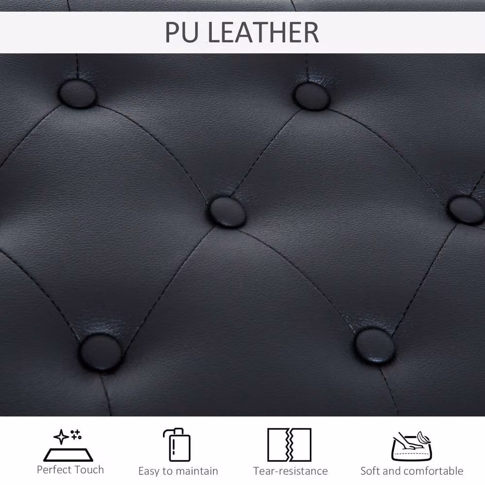 Wyld Haus Milara Black Faux Leather Piano Bench with Diamond Tufted Storage Seat W/D/H: 76 x 50 x 36 cm – 8