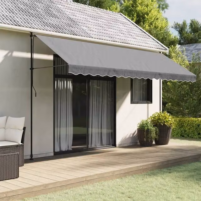 Berkfield Home Replacement Awning Valance Fabric in Anthracite Stripe and Black, 4.5 m