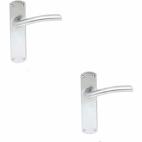 Loops 2 Pack Rounded Curved Bar Handle on Latch Backplate, Chrome, W: 17 cm
