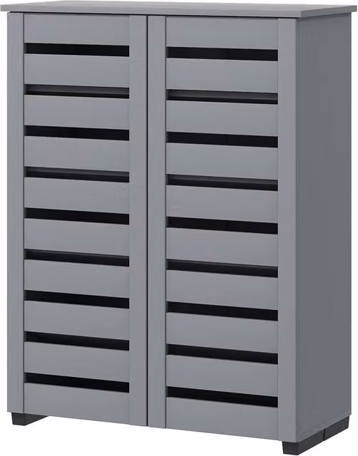 Nordara 5 Tier Shoe Cabinet with Slatted Hinged Doors in Dark Grey, W/D/H: 100 x 100 x 100 cm