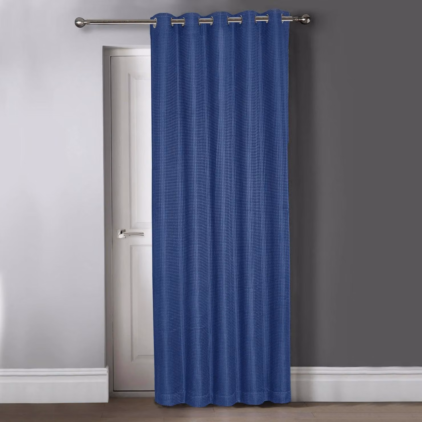 Velosso Waffle Ring Top Eyelet Door Curtain in Navy Blue, Width: 117 cm, Drop: 214 cm – 2