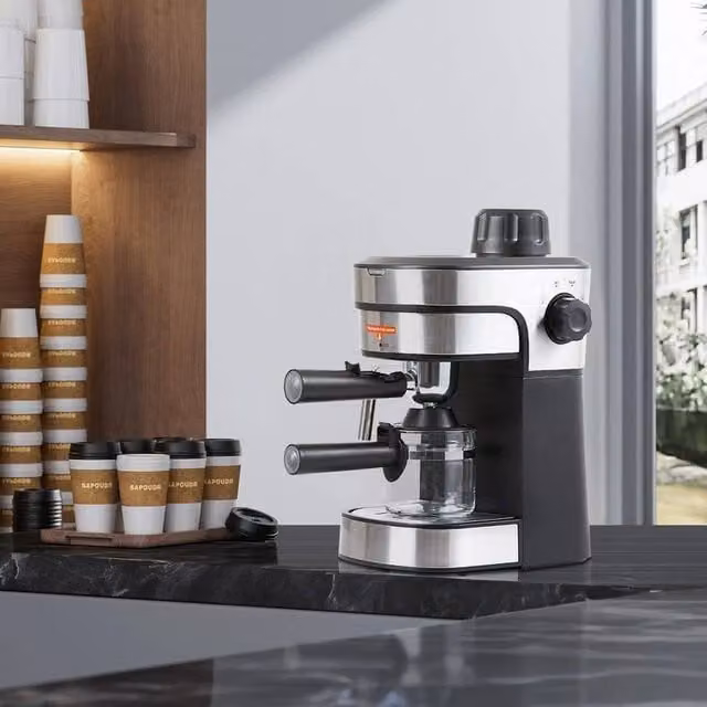 EONLION Barista Espresso Coffee Maker Machine in Black with Stainless Steel Finish – 1