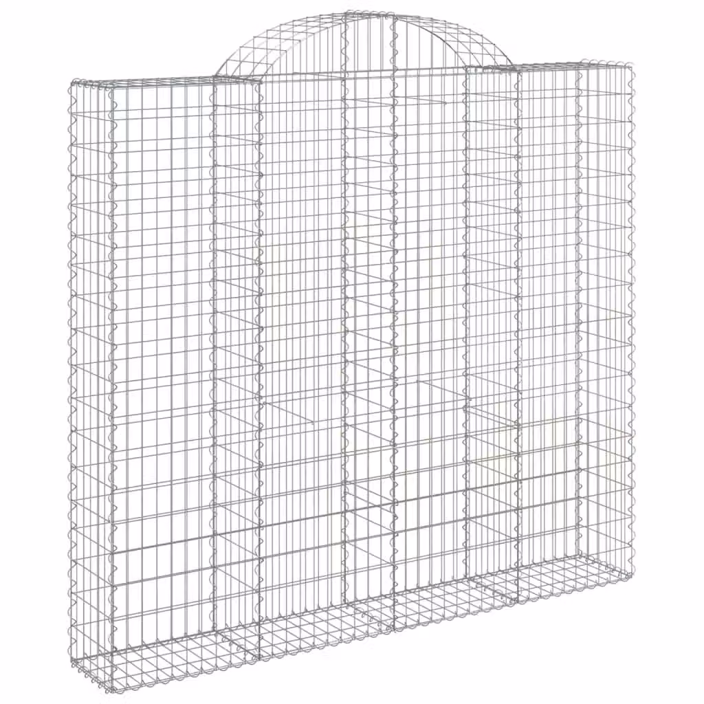 Berkfield Home Arched Gabion Basket in Silver Galvanised Steel, W: 200 cm, D: 50 cm, H: 180-200 cm – 2