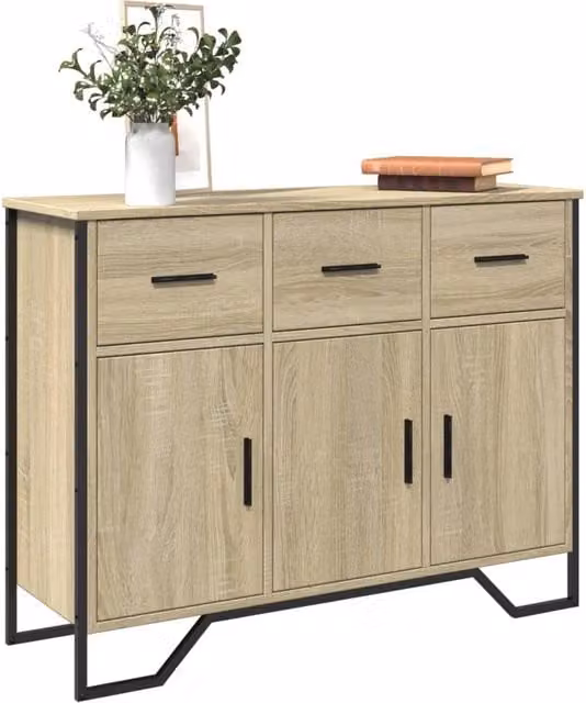 Berkfield Home Sonoma Oak Sideboard in Brown, W/D/H: 97 x 32.5 x 74.5 cm – 1