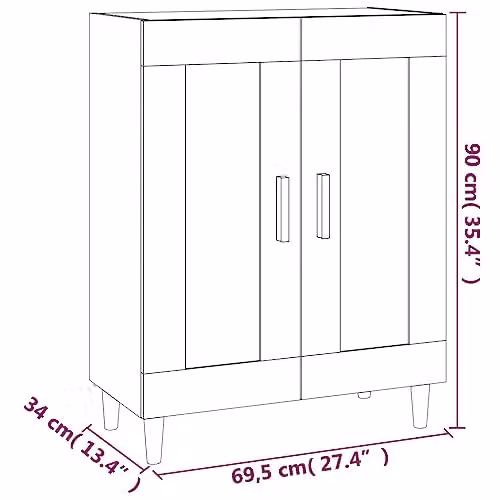 vidaXL Sideboard in Smoked Oak, Brown, W/D/H: 69.5 x 34 x 90 cm – 3