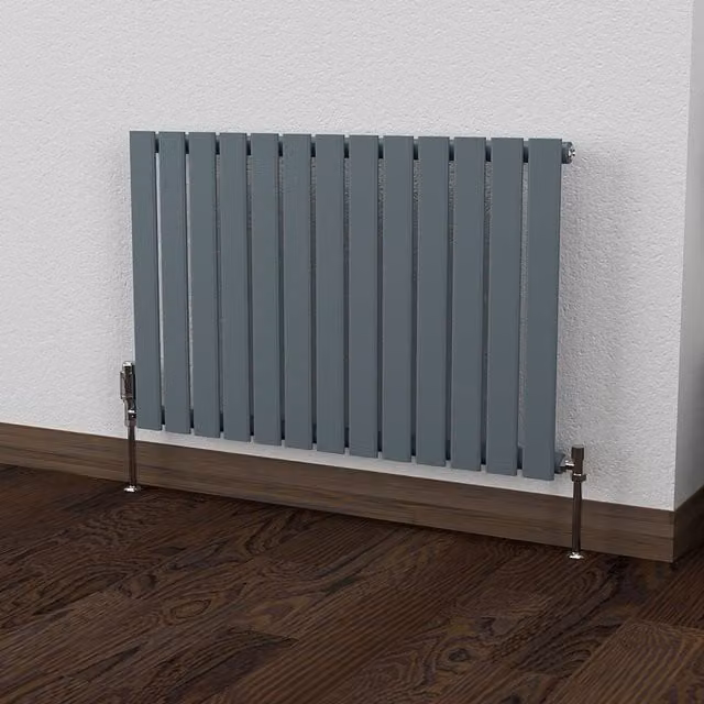 Lux Heat Flat Horizontal Coloured Radiator in Slate Grey, W: 91.0 cm, H: 60.0 cm