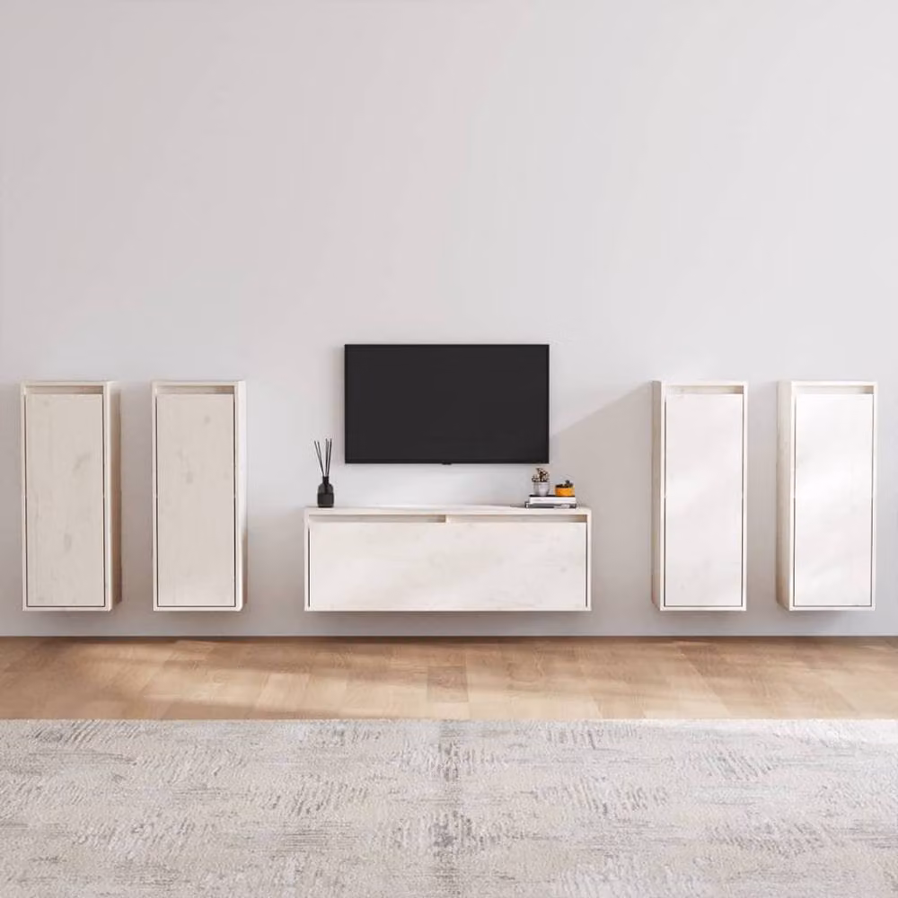 Berkfield Home White Solid Wood Pine TV Cabinet for your Living Room – 1