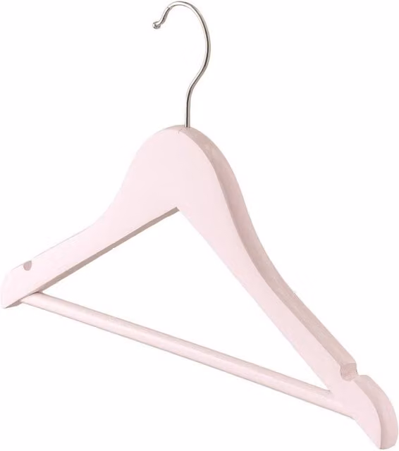 Havendro Wooden Kids Hangers with Trouser Bar, Light Pink, Pack of 20
