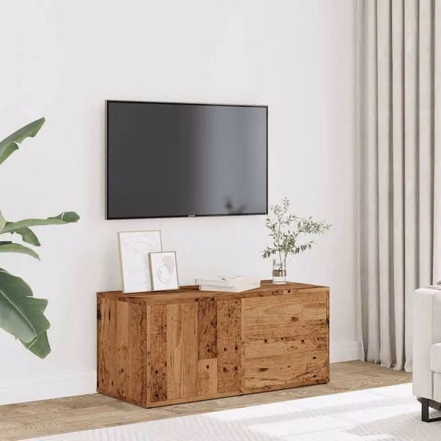 Berkfield Home TV Cabinet in Old Wood Brown, W/D/H: 80 x 34 x 35.5 cm