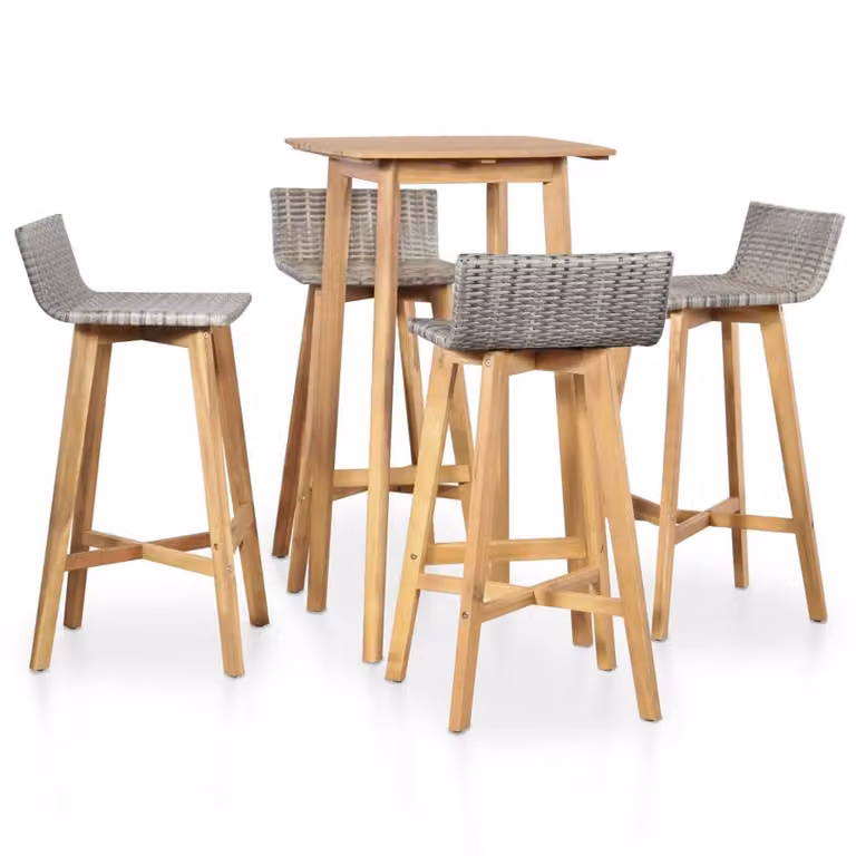 Berkfield Home 5 Piece Outdoor Dining Set in Brown Solid Acacia Wood