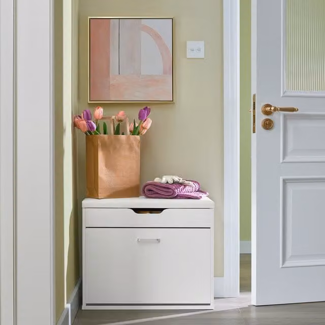 SoBuy Modern White Shoe Rack and Bench for Hallways