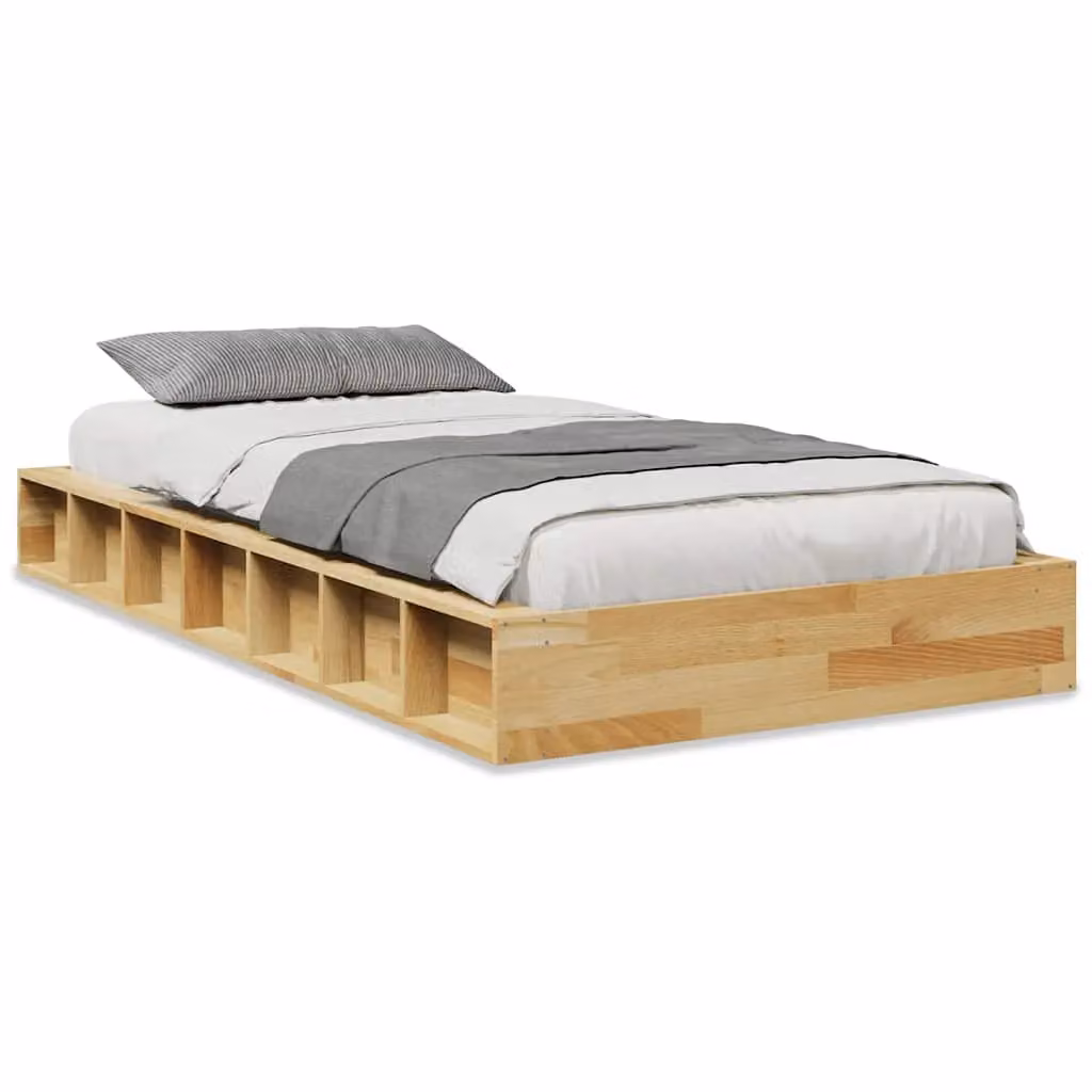 Berkfield Home Solid Wood Oak Bed Frame in Brown, W/D/H: 80 x 200 cm – 2