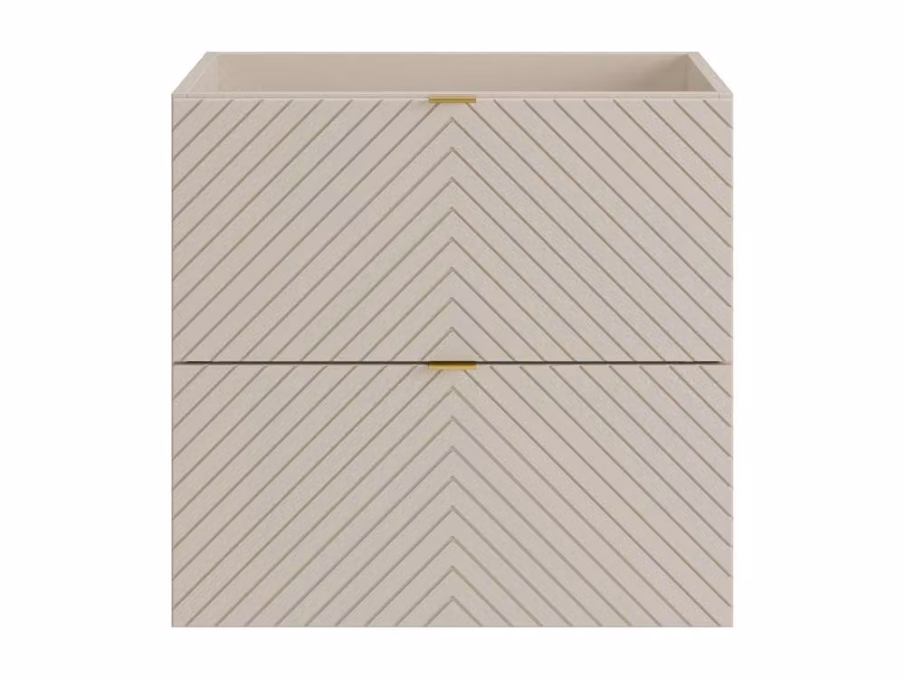 Dorioni Suspended Chevron Bathroom Vanity Unit in Matt Beige, Width: 60 cm – 2