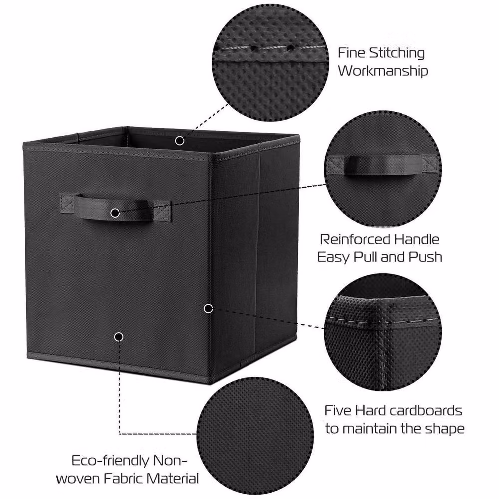 KORVIXA Black Foldable Canvas Storage Boxes, Pack of 2 – 4