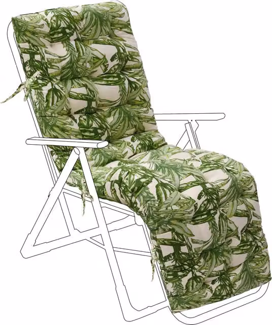 Gardenista Fern Outdoor Sun Lounger Recliner Chair Cushion Seat Pad in Green